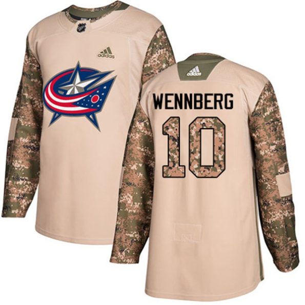 Men-s-Columbus-Blue-Jackets-Alexander-Wennberg-NO.10-Authentic-Camo-Veterans-Day-Practice