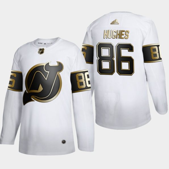 Men-s-New-Jersey-Devils-Jack-Hughes-NO.86-Golden-Edition-White-Authentic