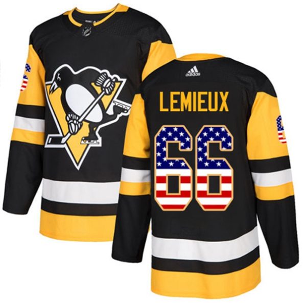 Men-s-Pittsburgh-Penguins-Mario-Lemieux-NO.66-Authentic-Black-USA-Flag-Fashion