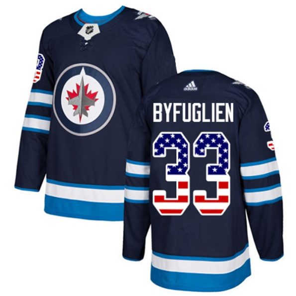 Men-s-Winnipeg-Jets-Dustin-Byfuglien-NO.33-Authentic-Navy-Blue-USA-Flag-Fashion