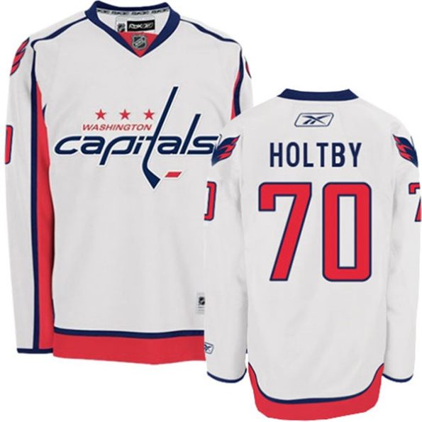 NHL-Braden-Holtby-Authentic-Men-s-White-Jersey-Reebok-Washington-Capitals-NO.70-Away