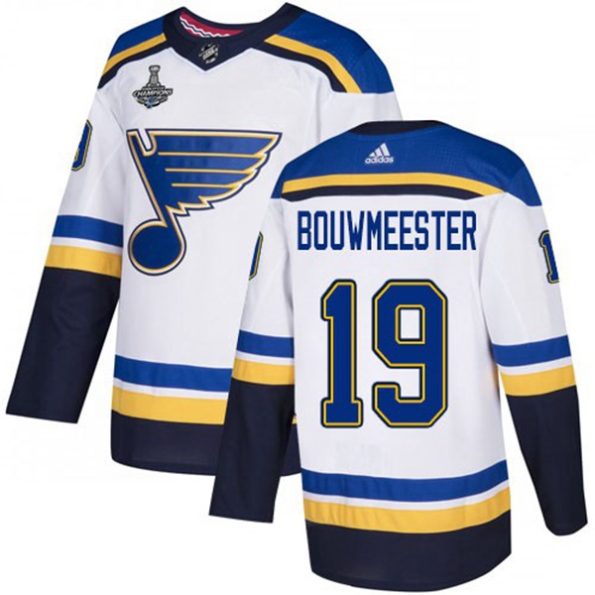 St.-Louis-Blues-NO.19-Jay-Bouwmeester-White-Road-2019-Stanley-Cup-Jersey