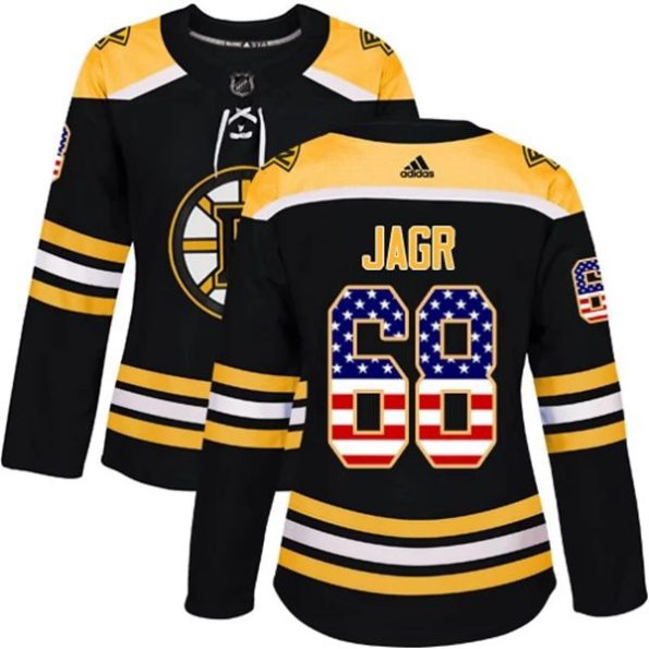 Womens-Boston-Bruins-Jaromir-Jagr-68-Black-USA-Flag-Fashion-Authentic