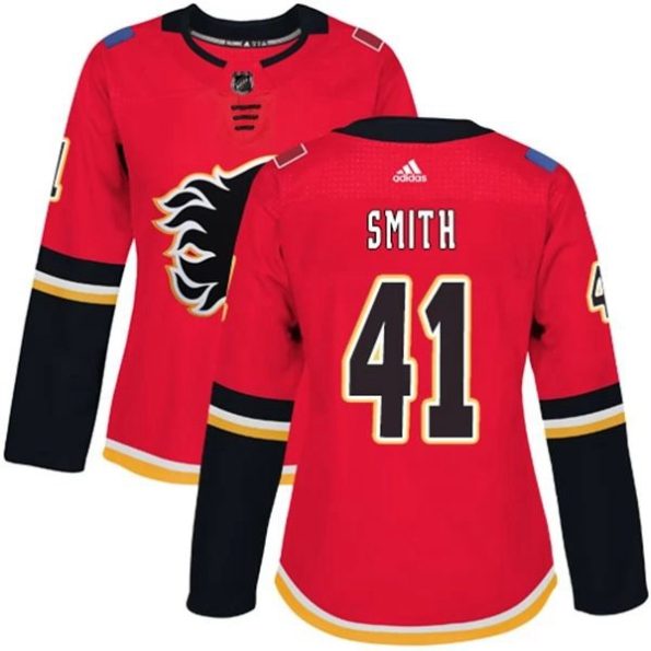 Womens-Calgary-Flames-Mike-Smith-41-Red-Authentic