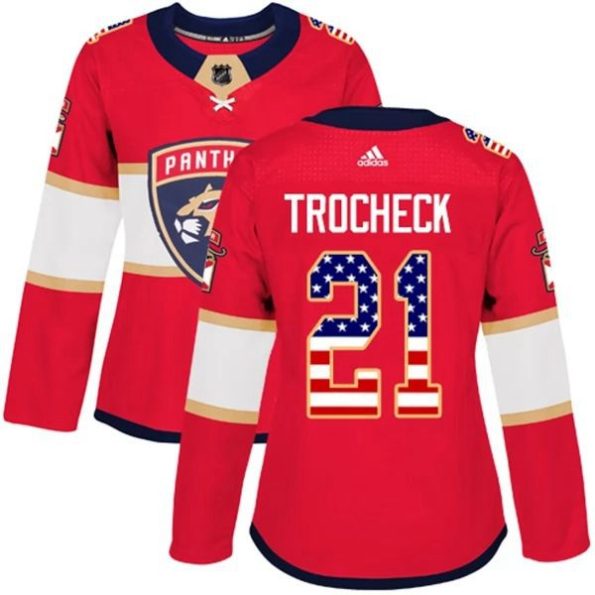 Womens-Florida-Panthers-Vincent-Trocheck-21-Red-USA-Flag-Fashion-Authentic