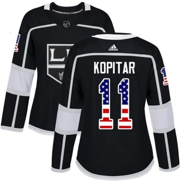 Womens-Los-Angeles-Kings-Anze-Kopitar-11-Black-USA-Flag-Fashion-Authentic