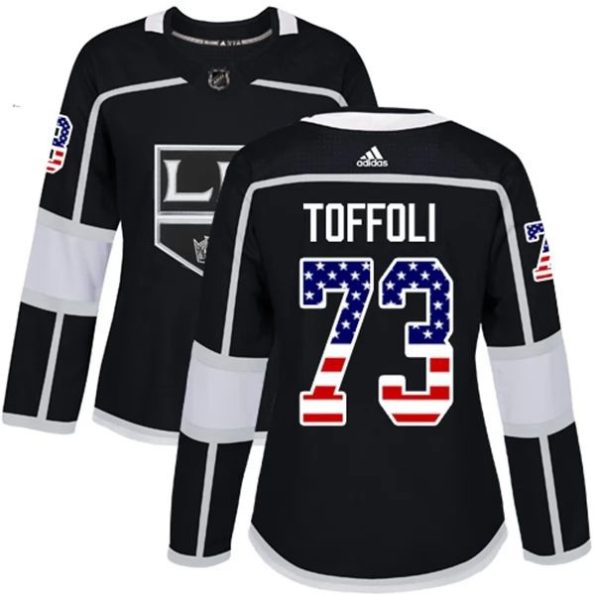 Womens-Los-Angeles-Kings-Tyler-Toffoli-73-Black-USA-Flag-Fashion-Authentic