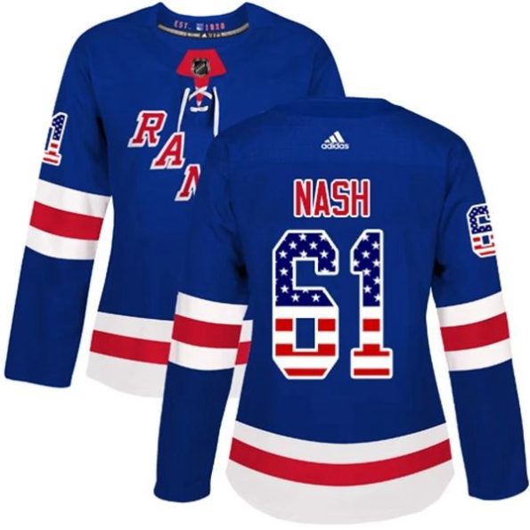 Womens-New-York-Rangers-Rick-Nash-61-Blue-USA-Flag-Fashion-Authentic