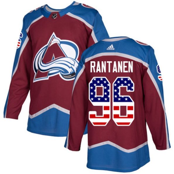 Youth-Colorado-Avalanche-Mikko-Rantanen-NO.96-Authentic-Burgundy-Red-USA-Flag-Fashion