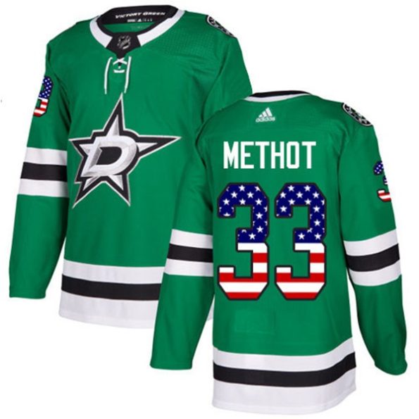 Youth-Dallas-Stars-Marc-Methot-NO.33-Authentic-Green-USA-Flag-Fashion