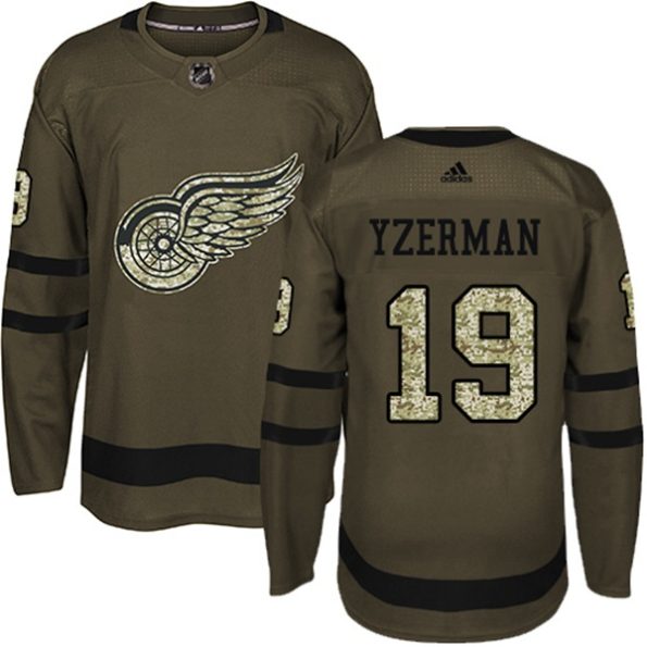 Youth-Detroit-Red-Wings-Steve-Yzerman-NO.19-Authentic-Green-Salute-to-Service