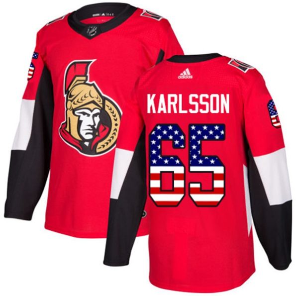 Youth-Ottawa-Senators-Erik-Karlsson-NO.65-Authentic-Red-USA-Flag-Fashion