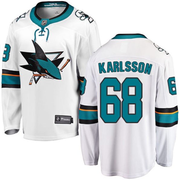 Youth-San-Jose-Sharks-Melker-Karlsson-NO.68-Breakaway-White-Fanatics-Branded-Away